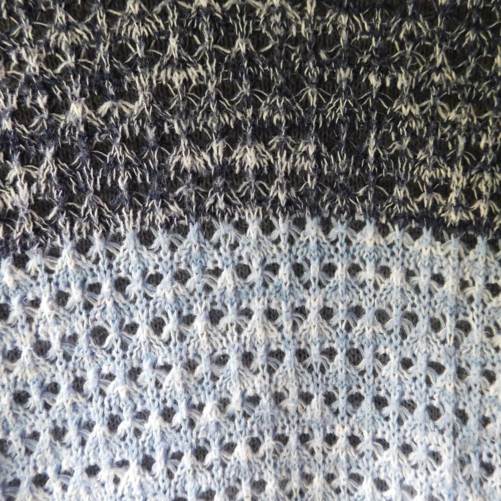 Color Block Blue Grey Lightweight Open Knit - Picture 4 of 8